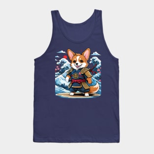 Japanese Samurai Corgi Tattoo, Kawaii Ninja Corgi Tank Top